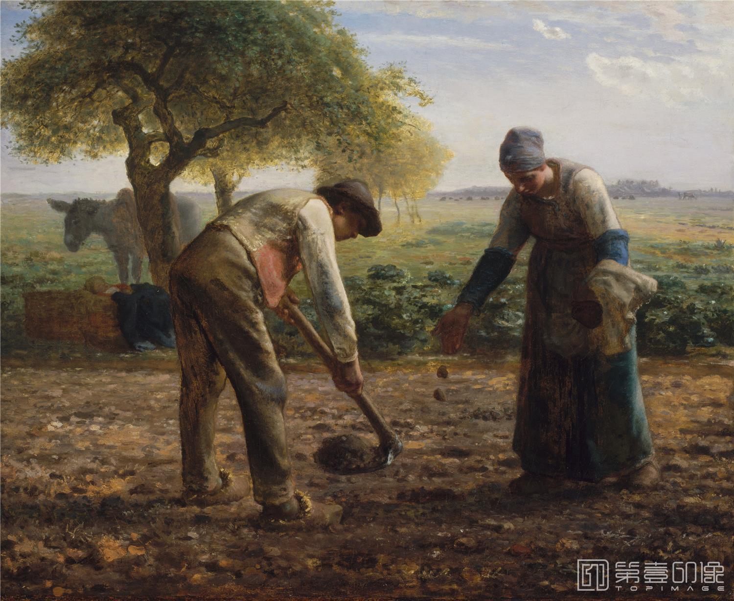 油画-美国波士顿美术馆-Jean-Francois Millet Potato Planters。-063